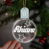 Personalised LED Christmas Bauble By KreateSquare Rechargeable 5 Flash Mode & 7 Colour Changing LED Tree Decoration Custom Name - Name Tag Design